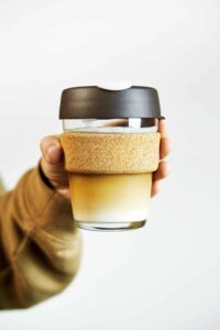 Always take you reusable coffee mug when buying coffee.